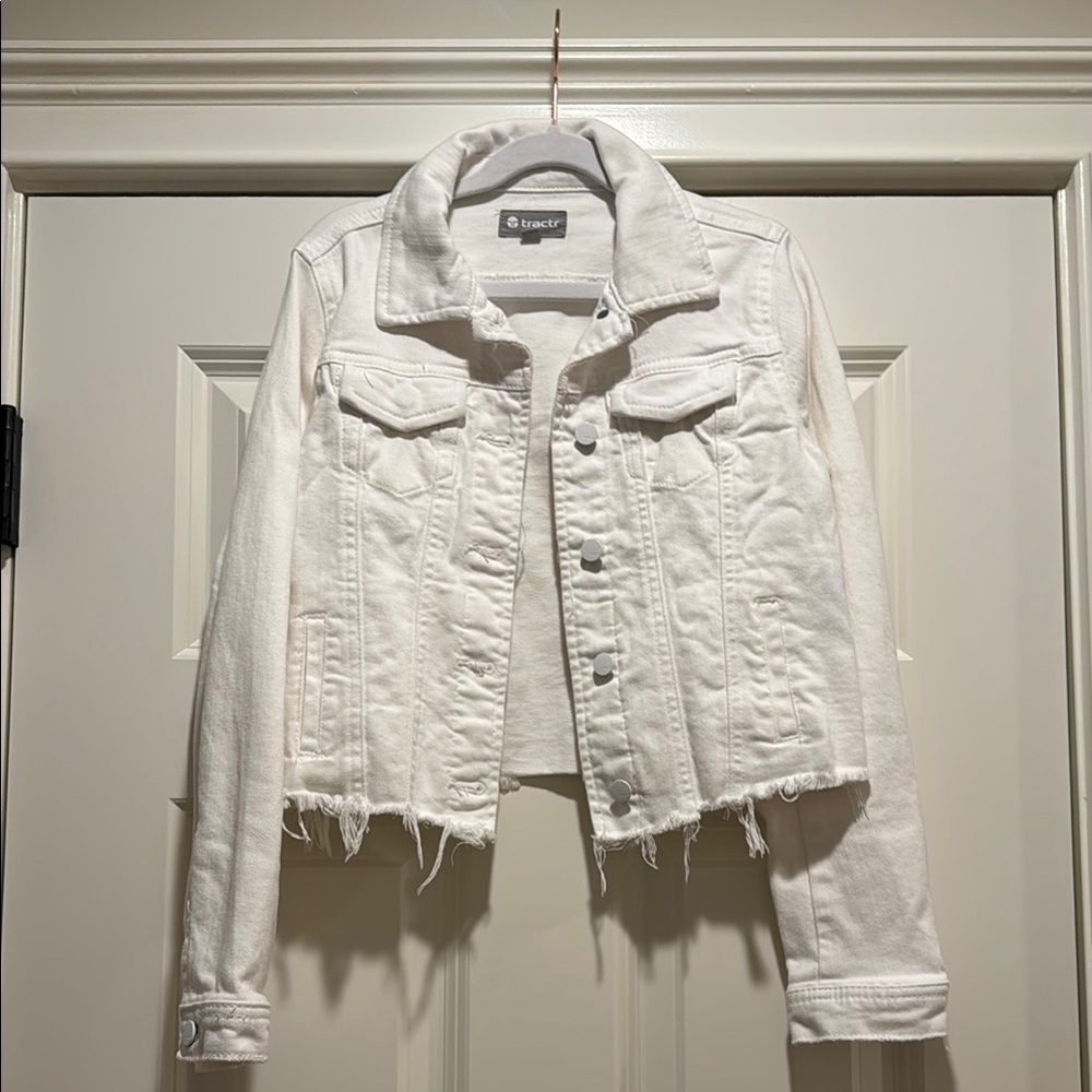 GIRLS size M Tractr White Denim Jacket